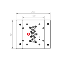 Rückansicht der Vakuumkammer VC P110x120 mit ca. Maßen