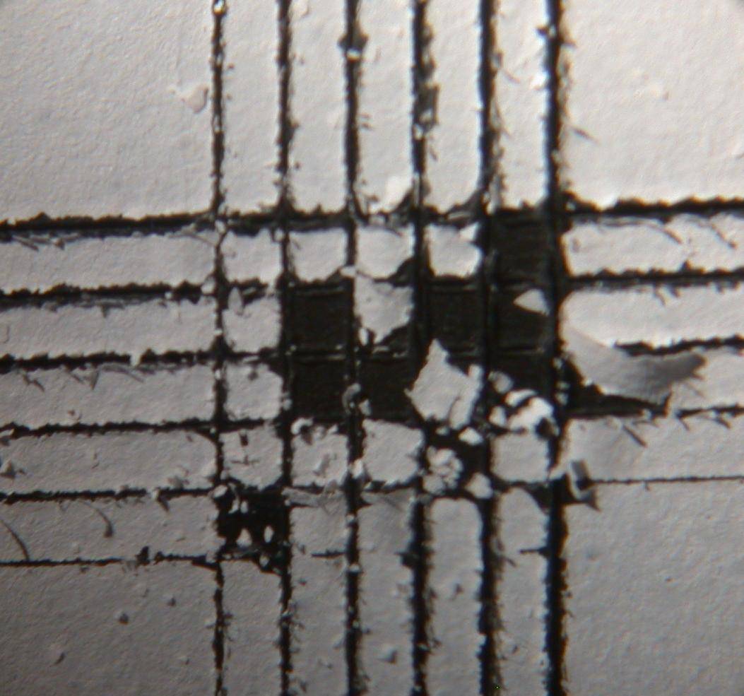 Gitterschnitttest ohne Plasmabehandlung Gitterschnitttest ohne Plasmabehandlung