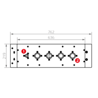 Rückansicht der Vakuumkammer VC P572X125 mit ca. Maßen