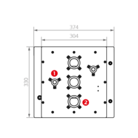 Rückansicht der Vakuumkammer VC P240X240 mit ca. Maßen