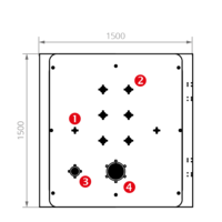 Rückansicht der Vakuumkammer VC M1200² mit ca. Maßen