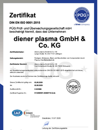 Diener plasma GmbH & Co. KG - DIN EN ISO 9001:2015