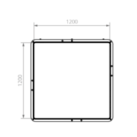 Innenansicht der Vakuumkammer VC M1200² mit ca. Maßen